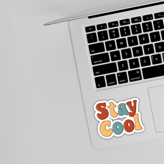 Stay Cool colorful sticker on laptop, cute trendy vinyl decal by Sticksnap