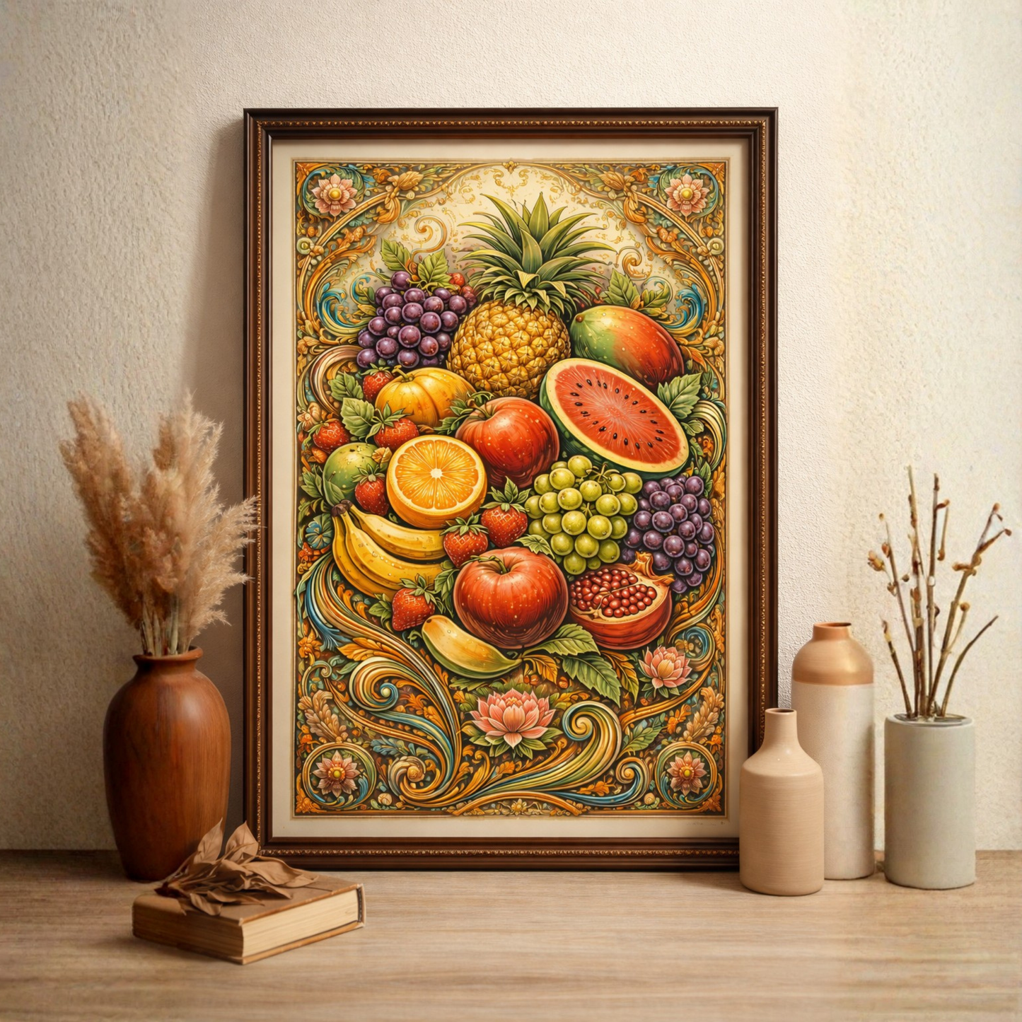 Ornate Vintage Fruit Art PNG
