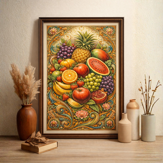 Ornate Vintage Fruit Art PNG