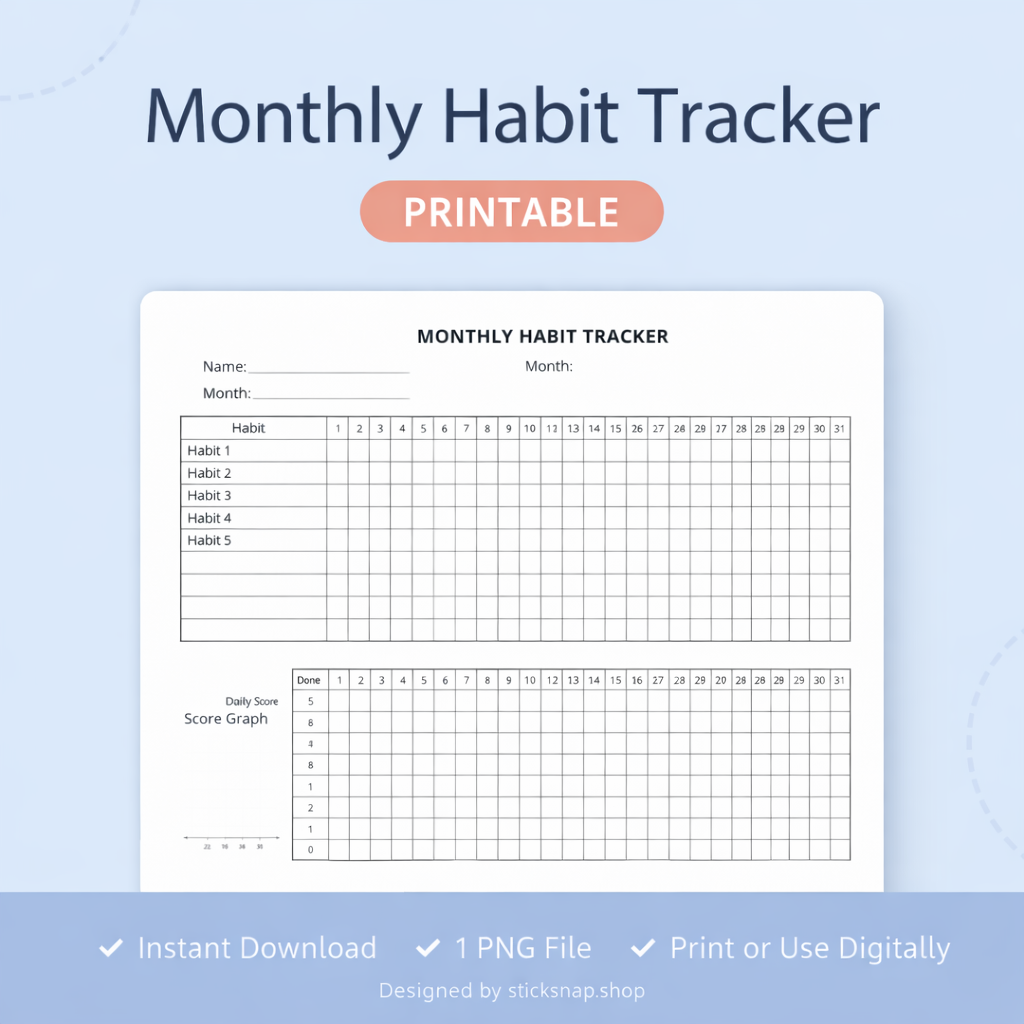Monthly Habit Tracker PNG