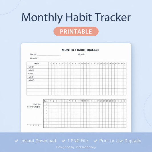 Monthly Habit Tracker PNG