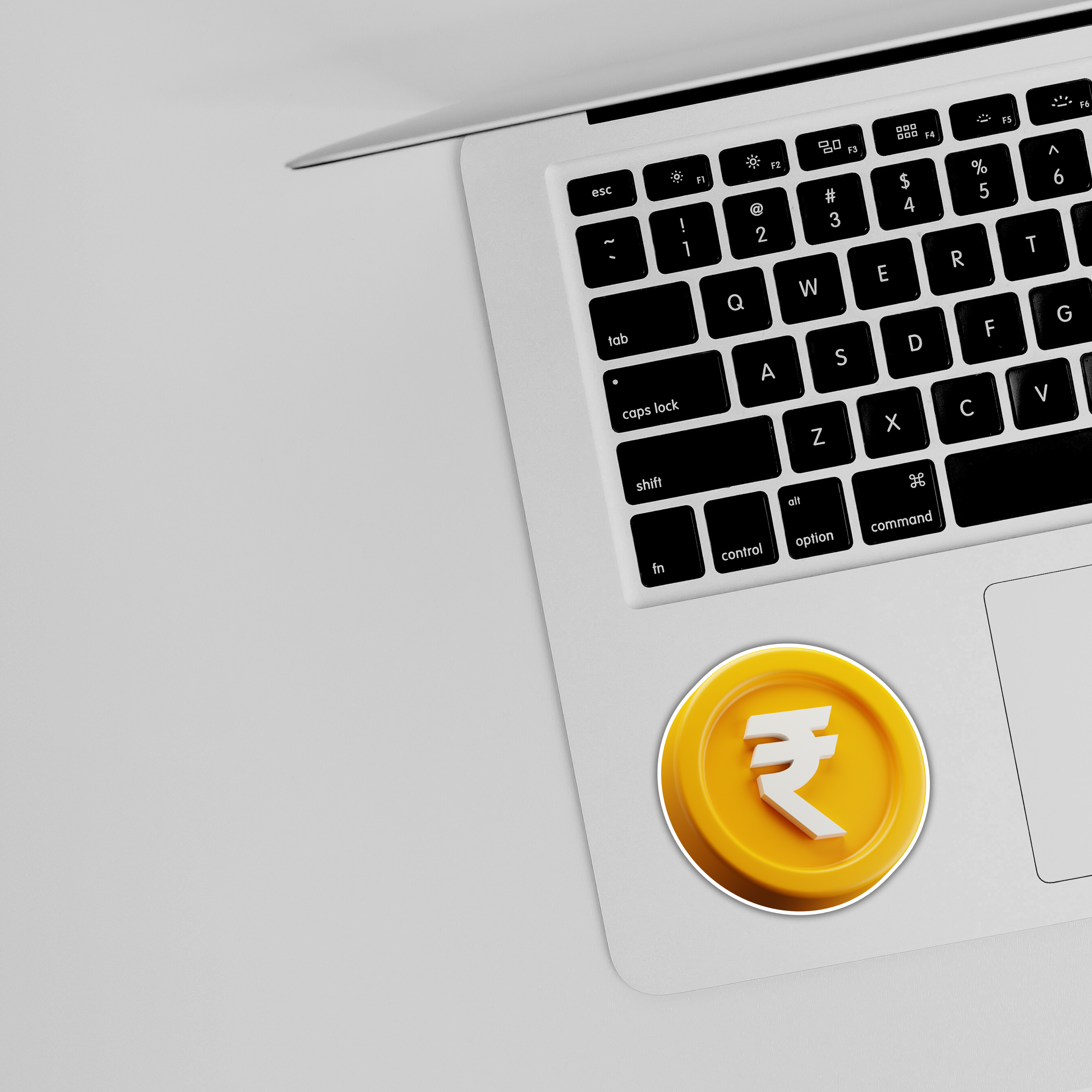 Gold Rupee Coin Sticker – 3×3 Inch Premium Printed Laptop Sticker | StickSnap