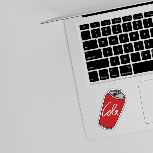 Cute red cola can sticker on silver laptop, trendy laptop decal from Sticksnap
