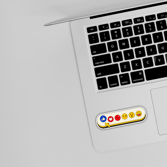 Cute emoji reaction sticker on silver laptop, trendy vinyl sticker from Sticksnap