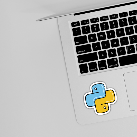 Laptop with Python logo sticker, cute trendy design, stickers by Sticksnap