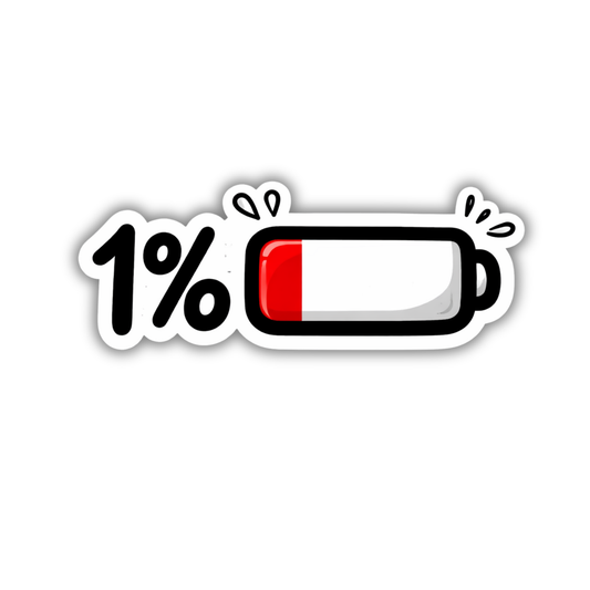 1% Battery Sticker