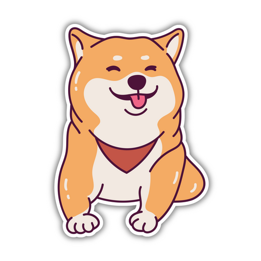 Cute cartoon Shiba Inu dog sticker with a red bandana, trendy kawaii design from Sticksnap
