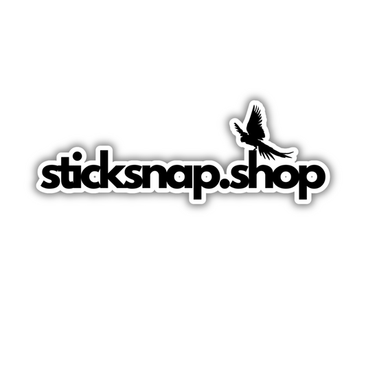 sticksnap.shop logo in bold black text with a flying bird silhouette on white background