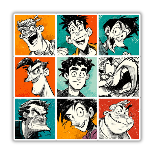 Expressive Faces Grid Sticker