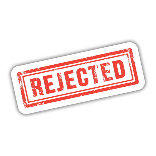 Red rejected stamp sticker with white background, trendy sticker design from Sticksnap