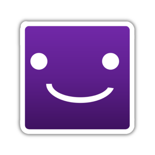 Cute purple smiley face square sticker with rounded corners from Sticksnap