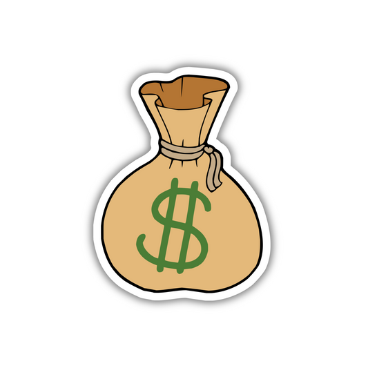Cute money bag sticker with green dollar sign, trendy design from Sticksnap