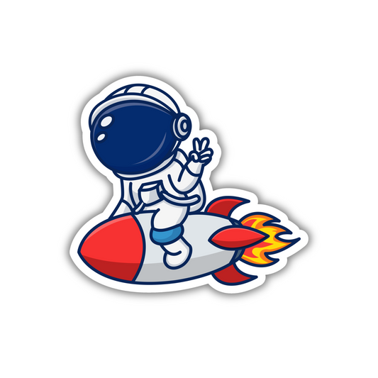 Astronaut Riding Rocket Sticker